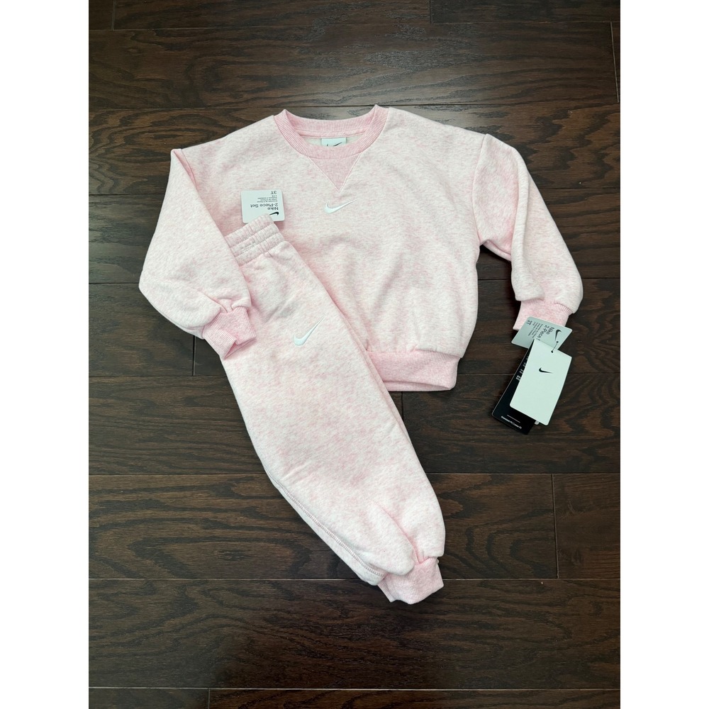 Nike Toddler 2-Piece Sweatshirt and Joggers Set Pink Foam Heather 3T 26M188-AAR